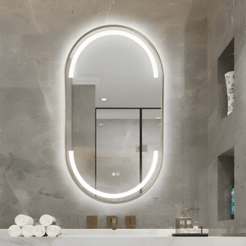 Samtidig design i vår ovala spegel med LED-belysning