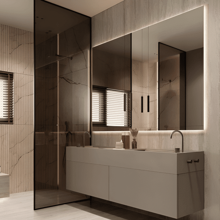 badrumsspeglar Fyrkantig spegel utan synliga kanter för ett modernt och rent utseende.