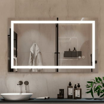 badrumspegel med justerbart belysningssystem.