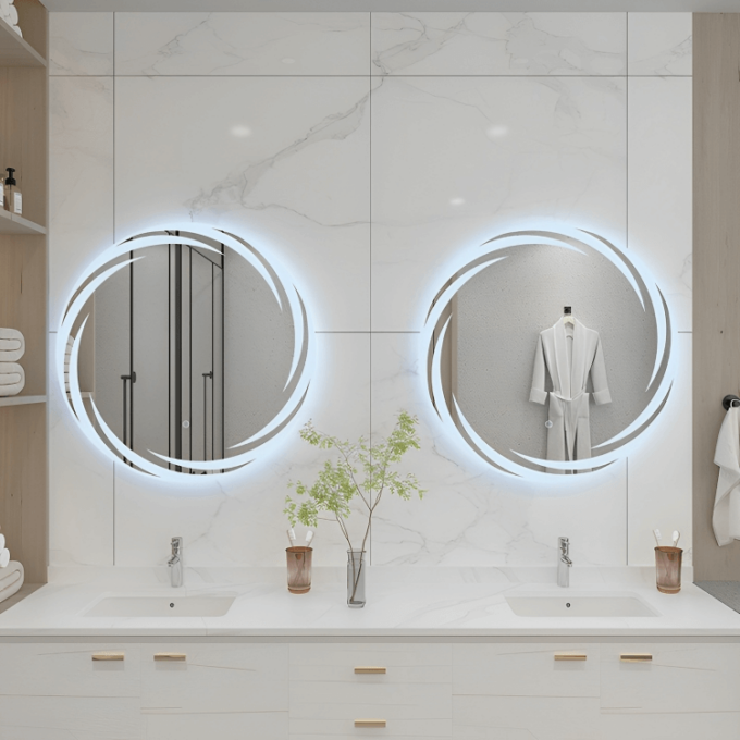 Modern design i vår högkvalitativa cirkulära spegel.
