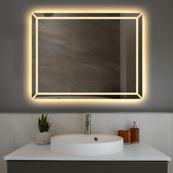badrumsspegel Fyrkantig spegel med rombmönster för en unik design.