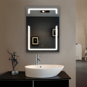 Dekorativa speglar Rektangulär spegel med LED-belysning för en levande atmosfär.